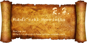 Rubóczki Henrietta névjegykártya